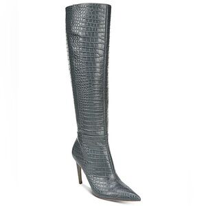 SAM EDELMAN Fraya Croc-Embossed Leather Knee-High Boots